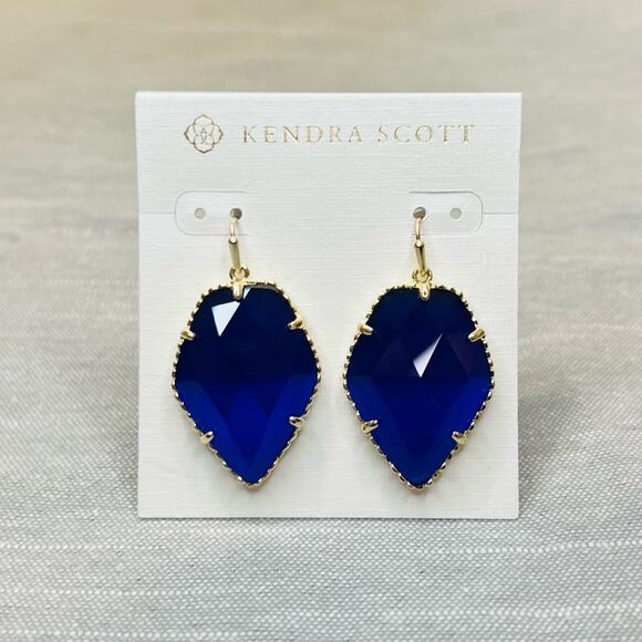 New Kendra Scott Corley Gold Earrings in Cobalt Slate - Picture 5 of 9